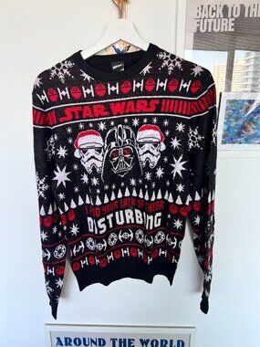 Star Wars Darth Vader Ugly Christmas Sweater Lack Of Cheer Disturbing Black